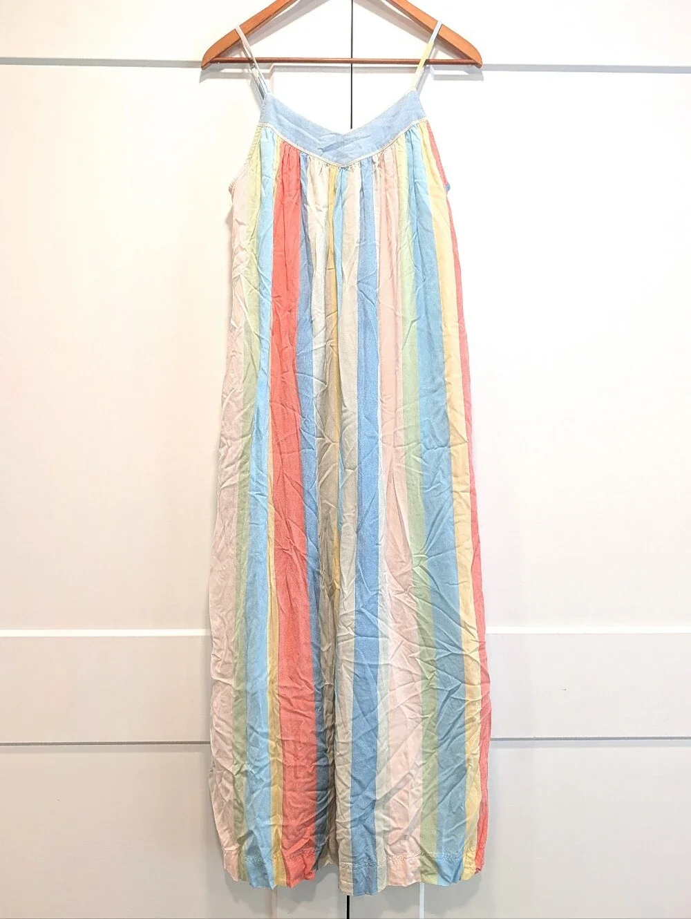 VENUS Pastel Rainbow Stripe Maxi Dress Sundress Size Medium